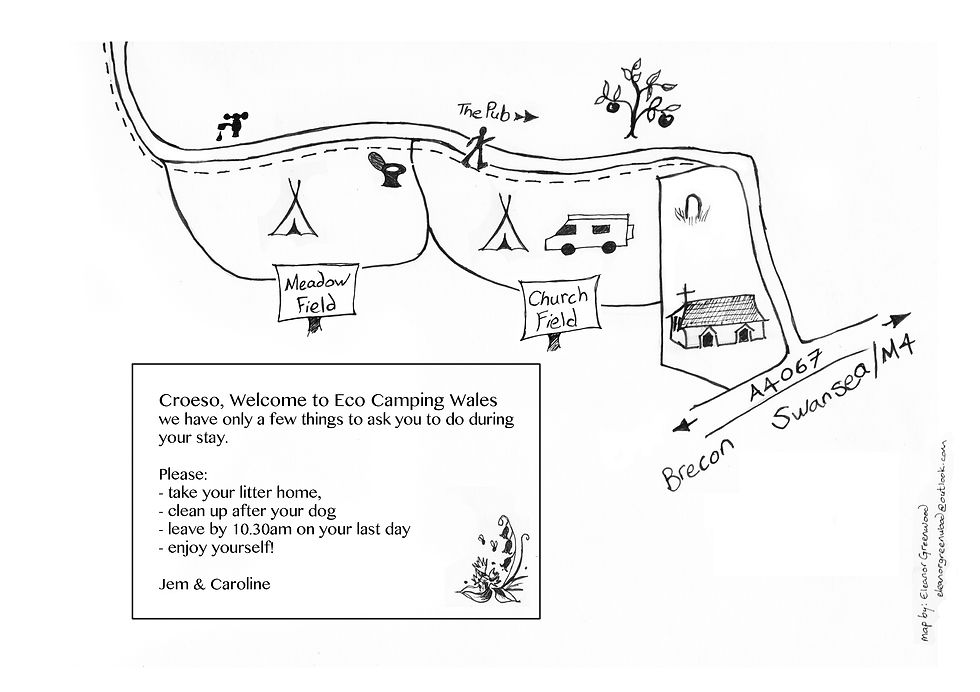 bottom map of eco camping wales